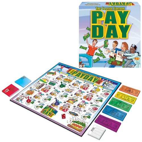 Winning Moves Pay Day money tokens spread for budgeting planning and spending.