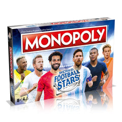 Winning Moves World Football Stars Monopoly cover with football legends for family game night.