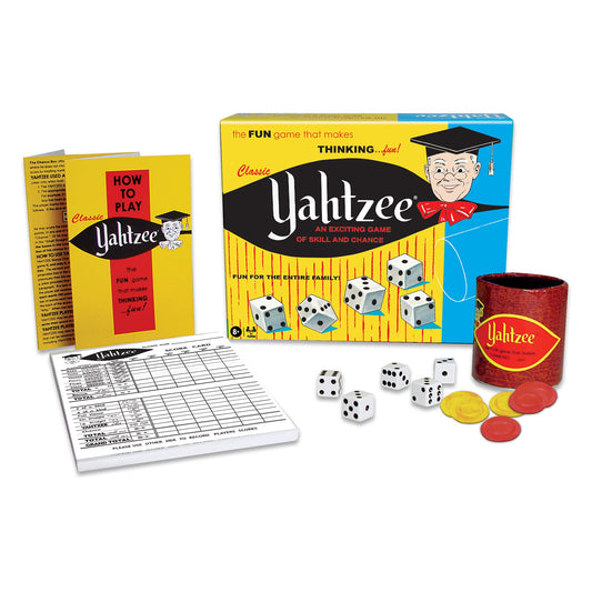 Winning Moves Yahtzee dice cup with aluminum rim ready for classic play