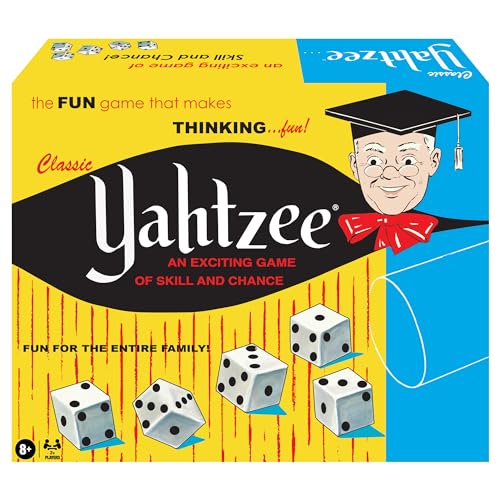 Yahtzee five white dice shown for quick rolling and scoring decisions