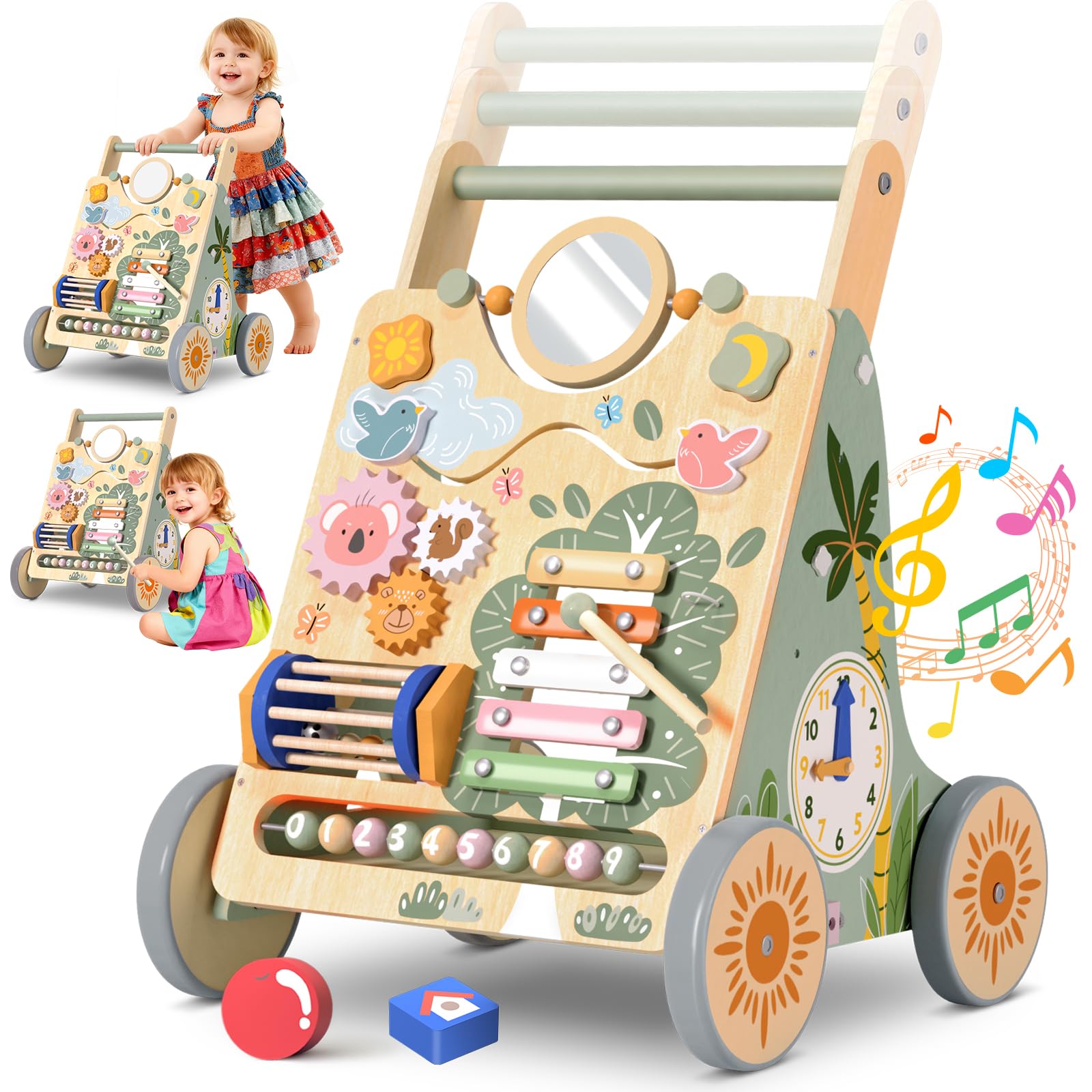 Winnrok wooden baby walker base promotes stability for first steps.