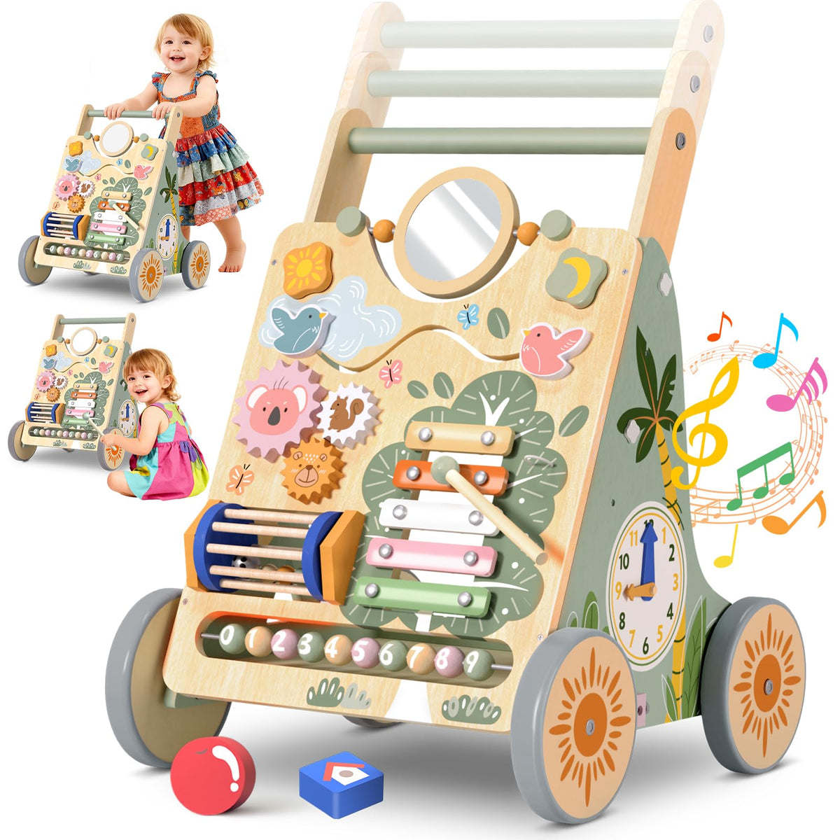 Winnrok wooden baby walker base promotes stability for first steps.