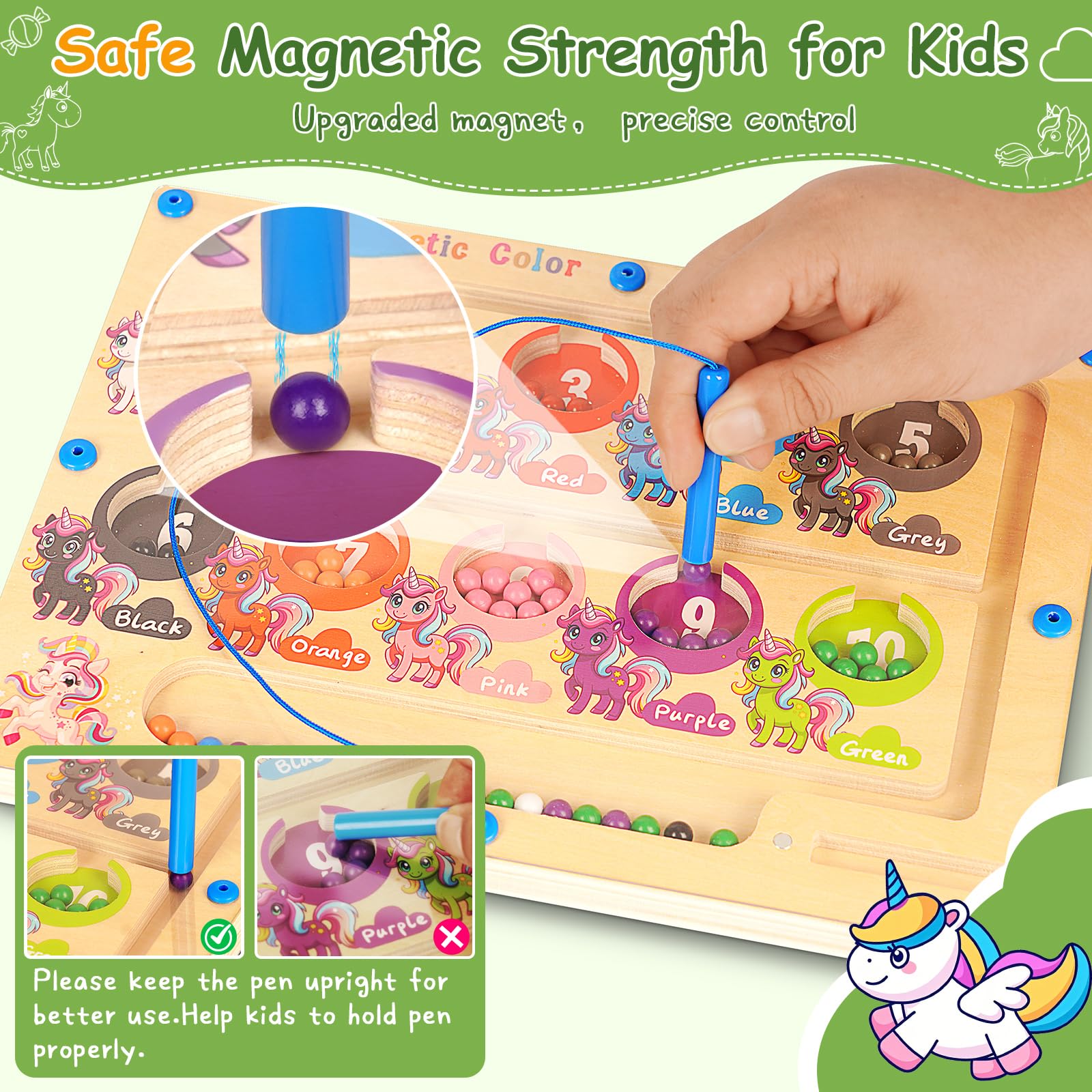 Winnrok wooden magnetic board provides durable, child-friendly learning surface.