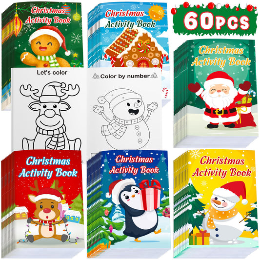 Winrain 60-pack Christmas activity books for classroom sharing and party favors.