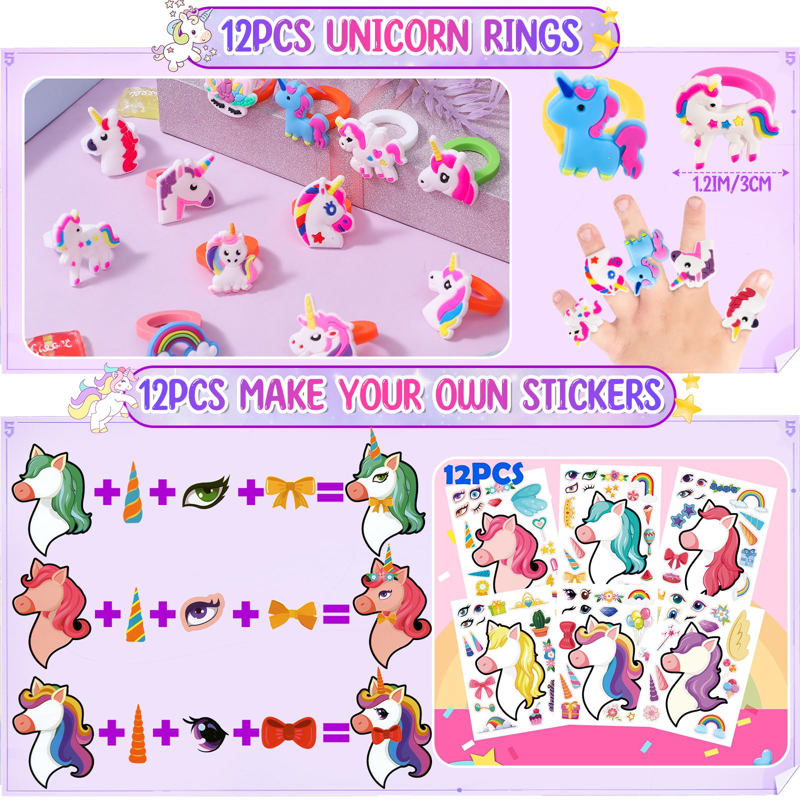 Winrayk rainbow unicorn PVC items for colorful party decor