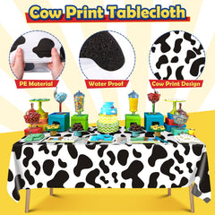 Winrayk cow-print tablecloth enhances the birthday table display