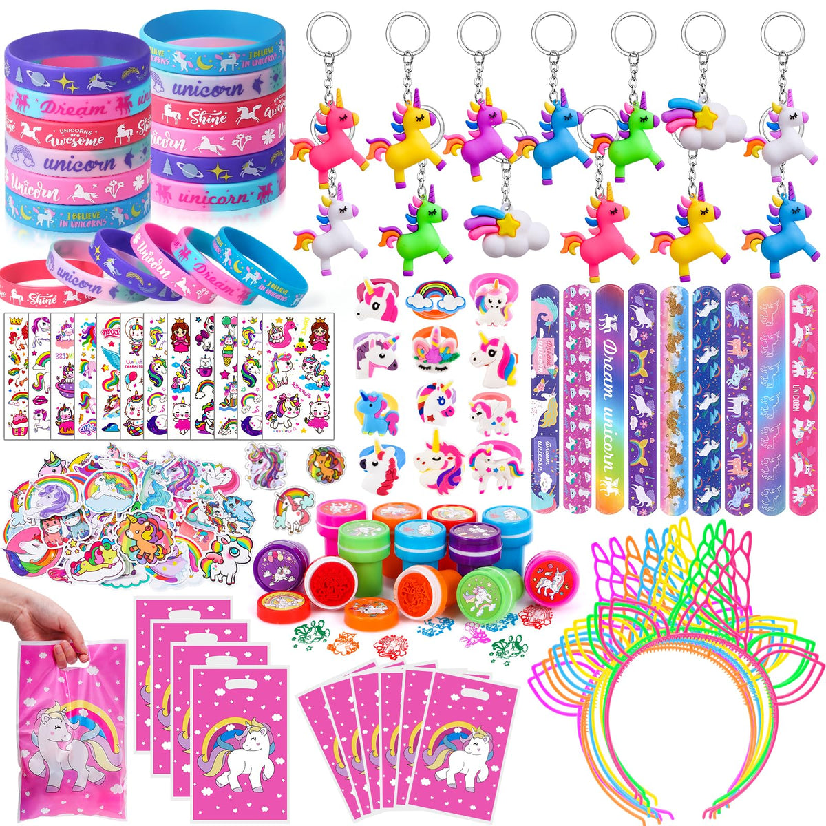 Winrayk unicorn bracelets in bright colors for party fun