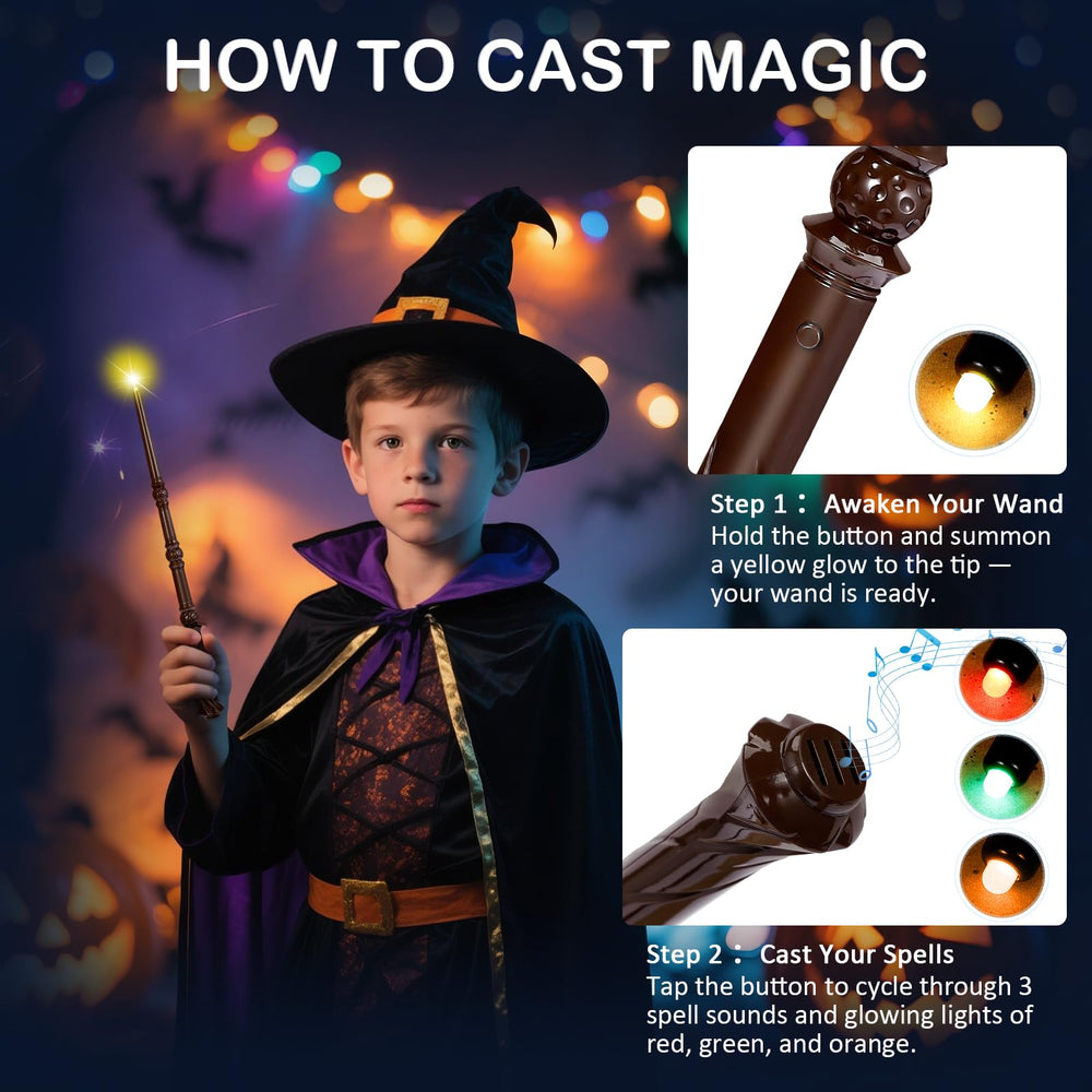WinSence light-up magic wand emitting sounds with color cycle for magic moments