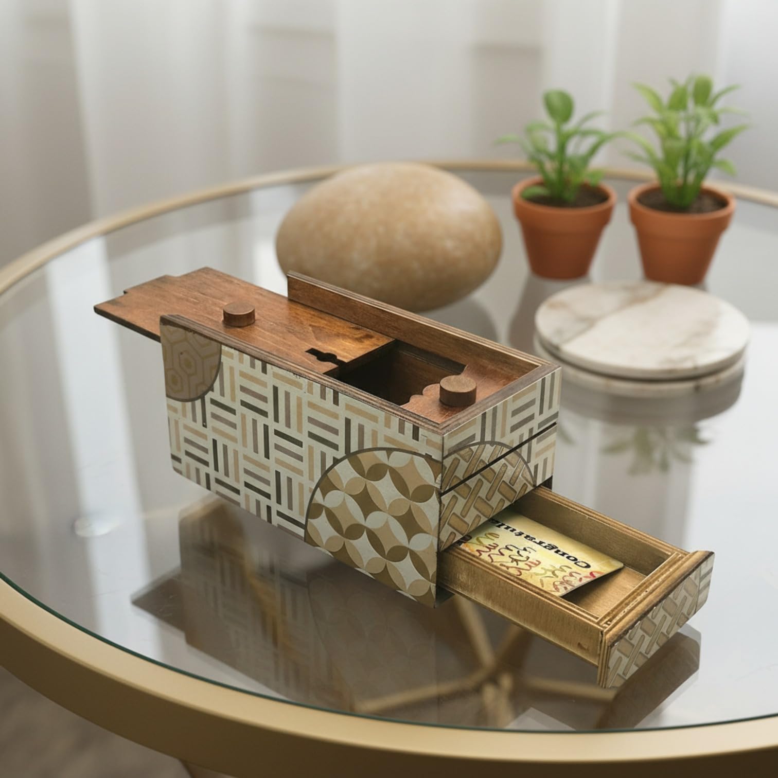 Winshare Enigma Decode interior compartments revealed by clever puzzle