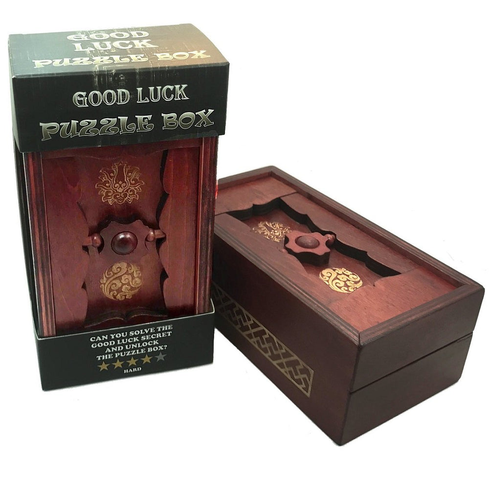Winshare Good Luck Puzzle Box hidden compartment opens with a puzzle
