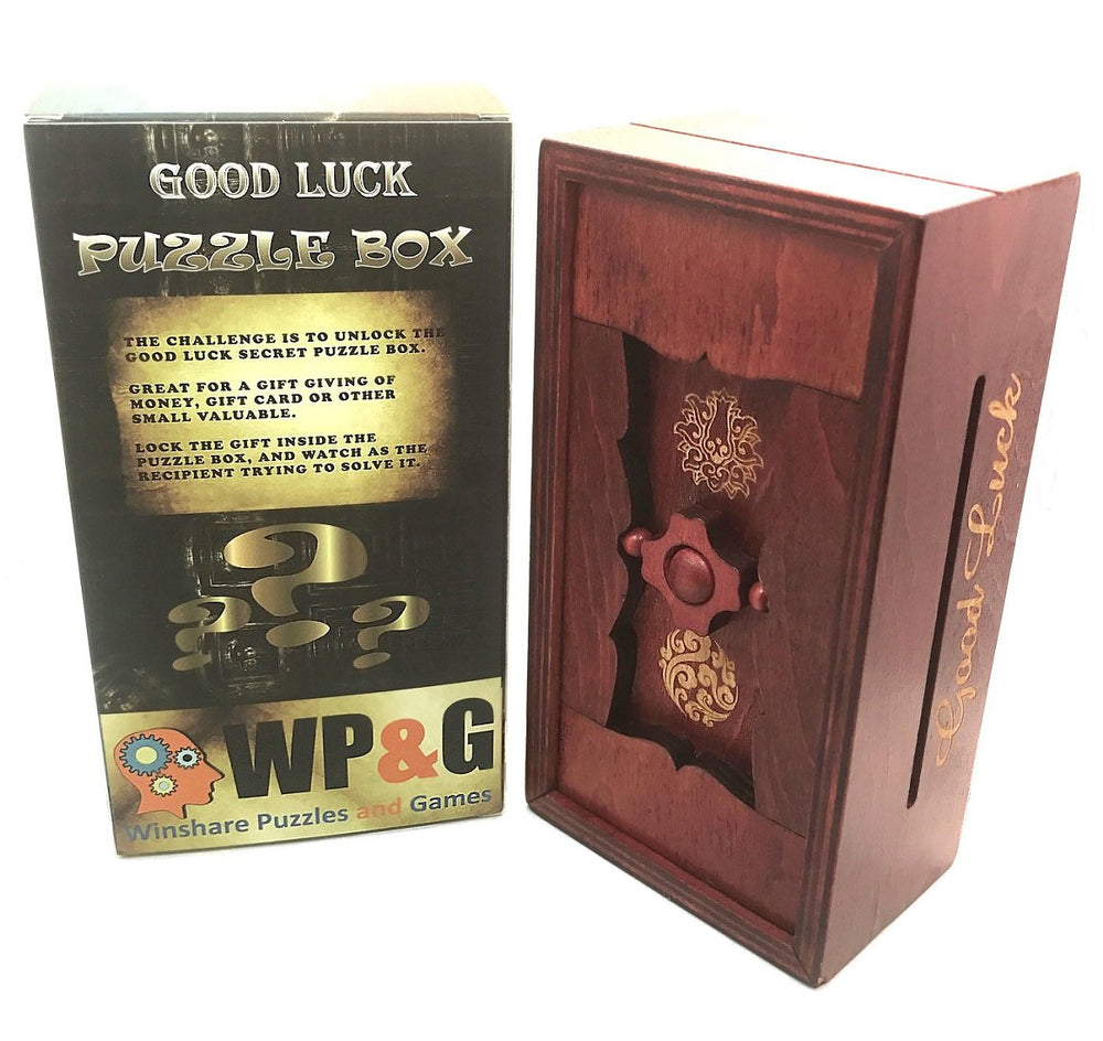 Winshare Good Luck Puzzle Box pine wood frame detail