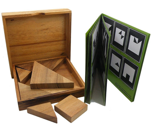 Tangram assembly in progress showing pieces fitting into a silhouette