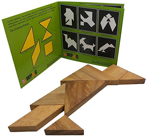 Winshare Tangram silhouette challenge booklet open to a pattern