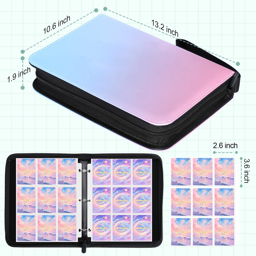 Winsing card binder double-sided sleeves for easy viewing without removing cards.