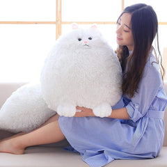 Winsterch fluffy white plush cat looks soft and inviting for playtime