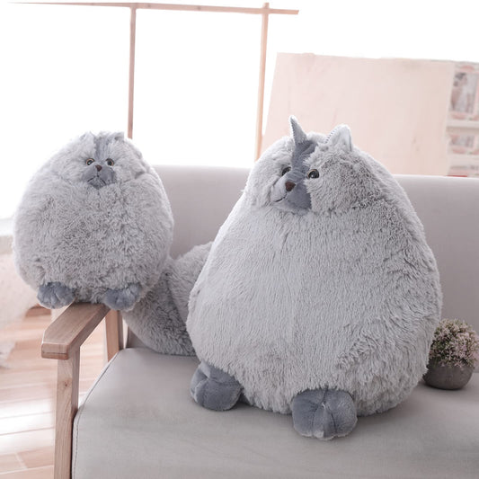 Winsterch gray cat plush tail detail, long fluffy tail for playful hugs