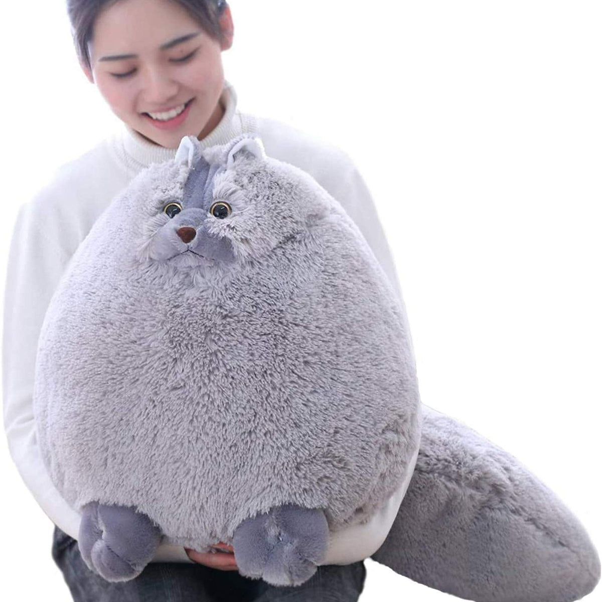 Winsterch kids large gray cat face detail for cuddling and friendly play