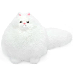 Winsterch white fat cat plush face close-up, a soft cuddle buddy for kids.