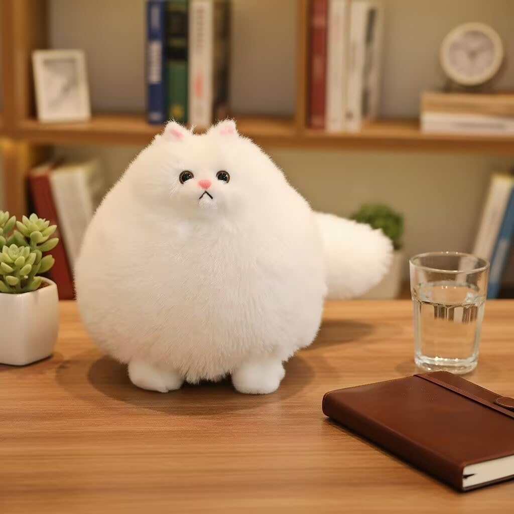 Winsterch white fat cat profile shot, ideal sleep-time companion for kids.
