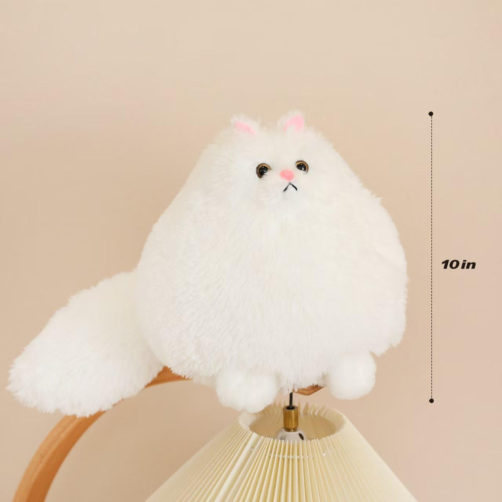 Winsterch white fat cat side view, perfect bedtime snuggle companion.