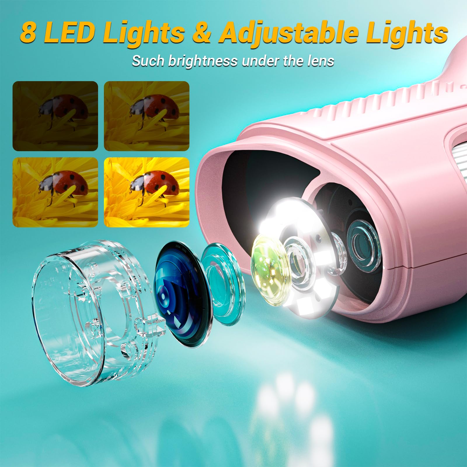 WINWEND 8-LED lighting provides clear detail in varied lighting.