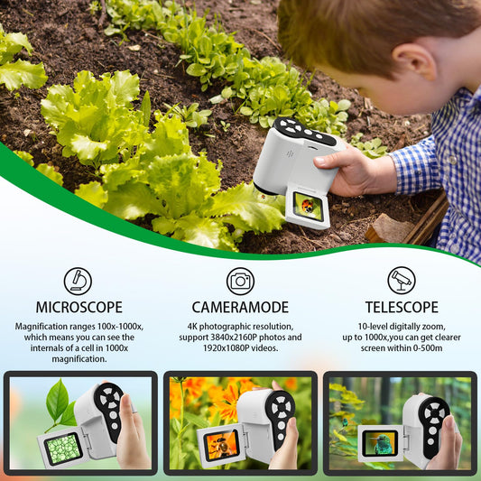 WINWEND kids microscope with 100x-1000x zoom reveals tiny details up close.