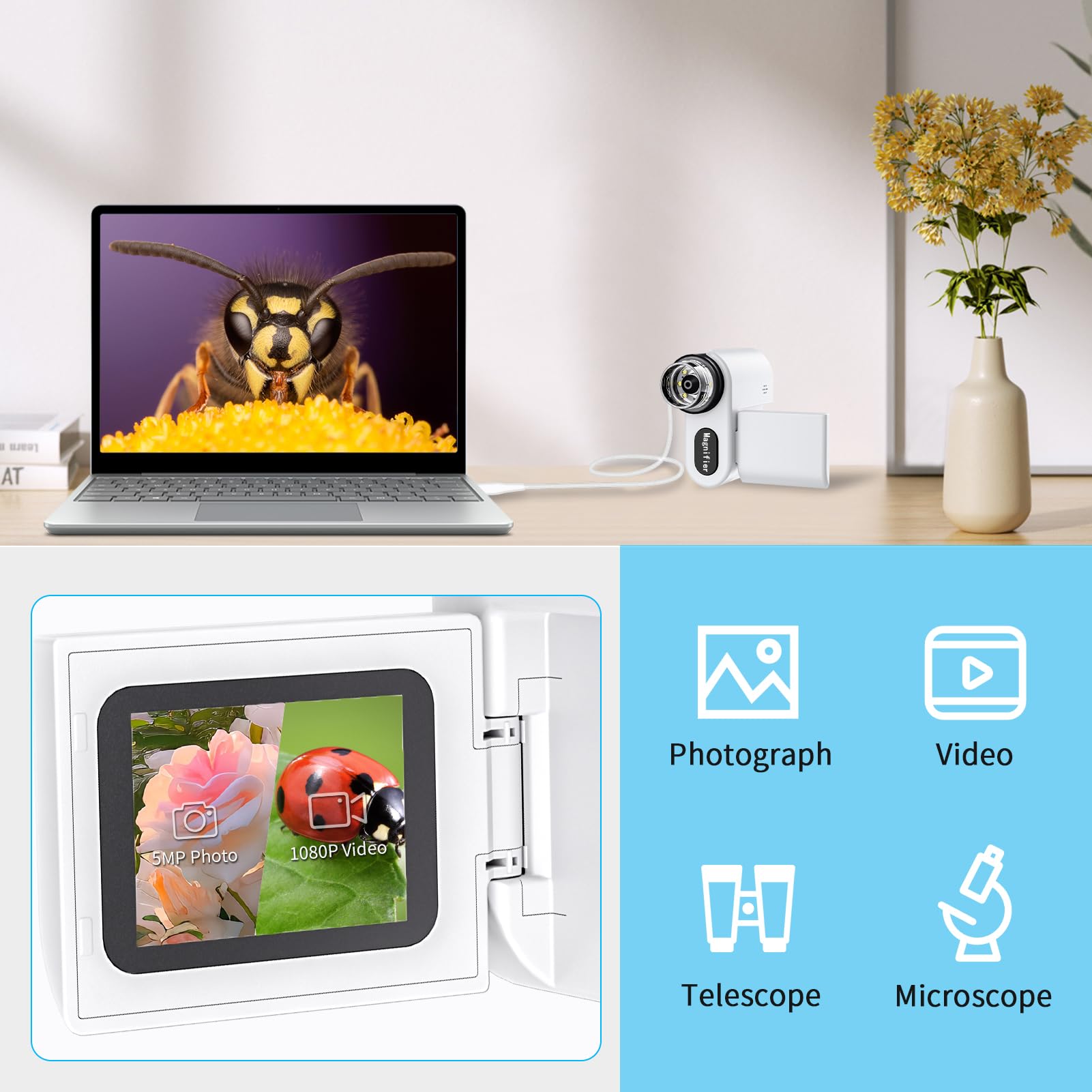 WINWEND microscope supports one-click photo and video recording of observations.