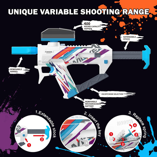 Winyea Tag Electric Crystal Splatter Blaster hopper close-up showing capacity
