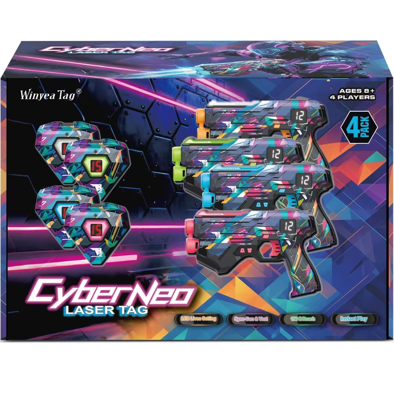 Winyea Tag laser tag guns set of 4 ready for epic outdoor battles.