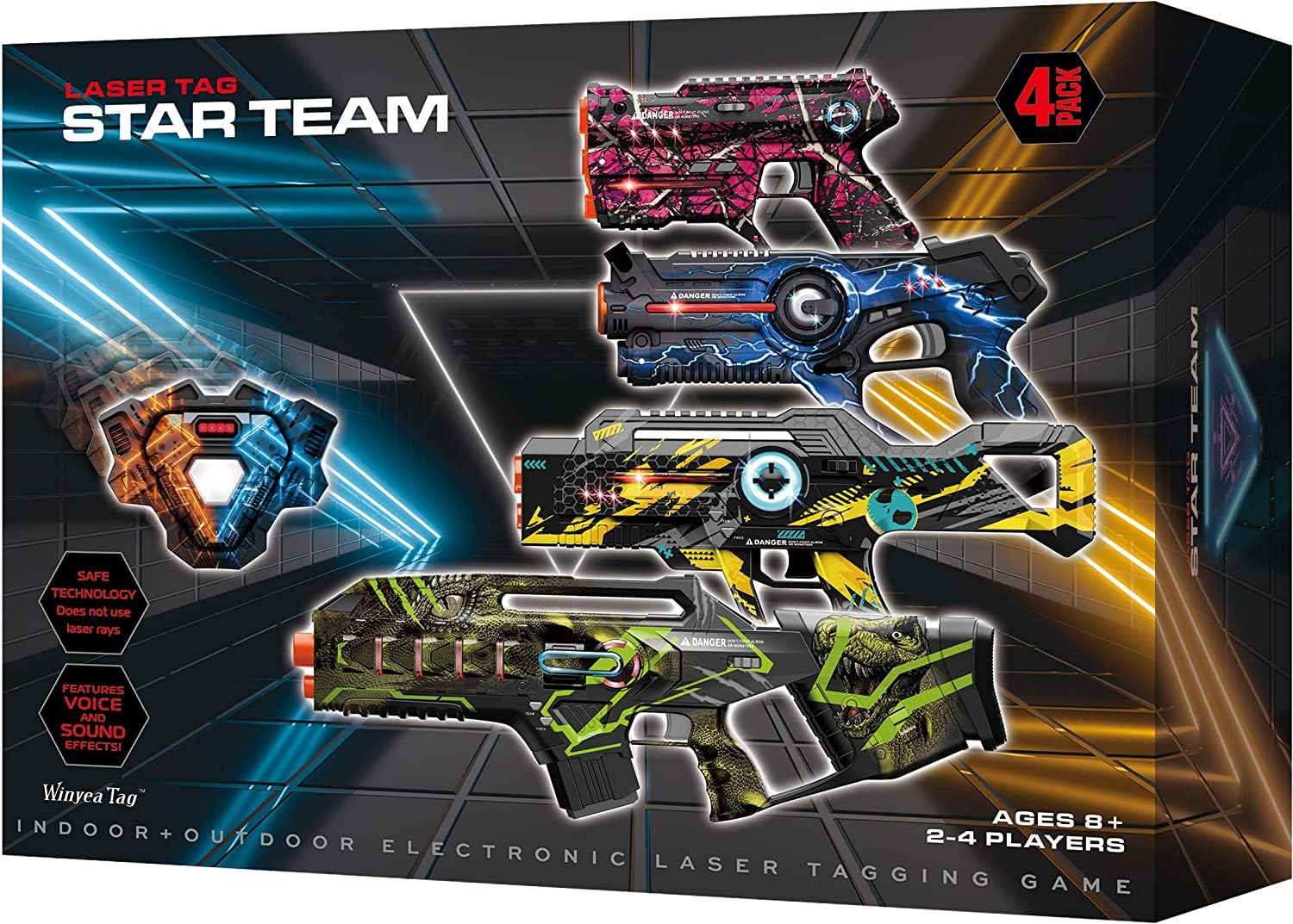 Winyea Tag laser tag gun in action with glowing indicators for outdoor play.