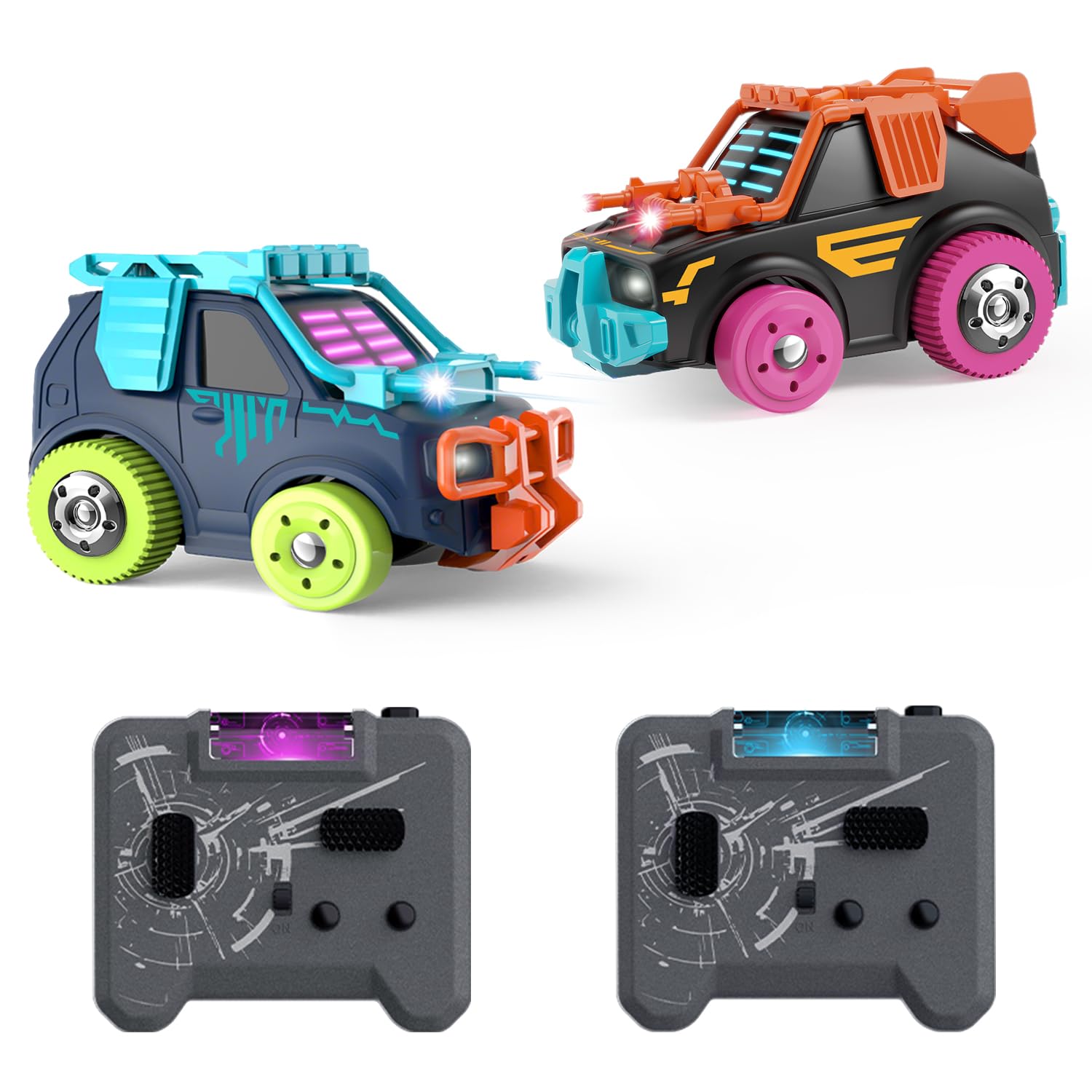Winyea Tag RC Cars 2 Pack battle lights illuminate during action