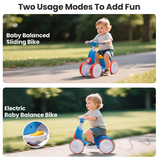 wiqins electric baby balance bike side view showing remote control use for parents