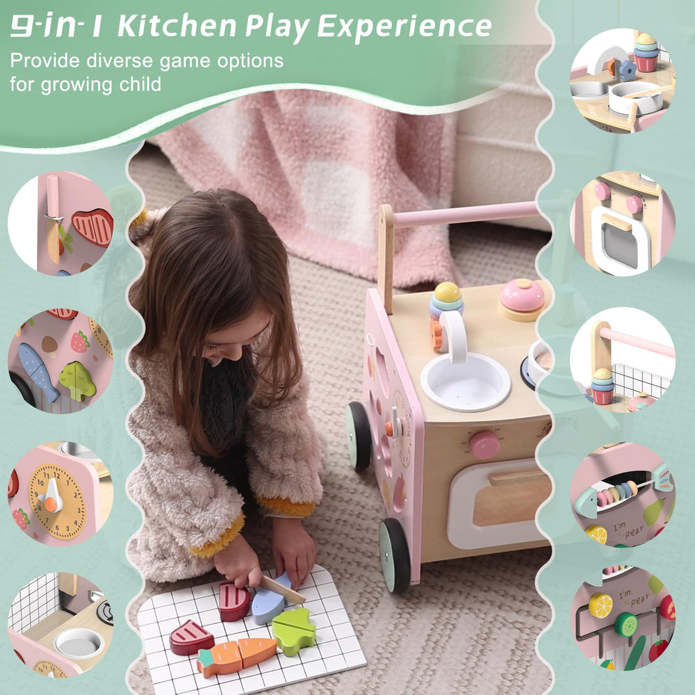 wiqins wooden baby walker montessori toys shape sorter and maze to boost dexterity