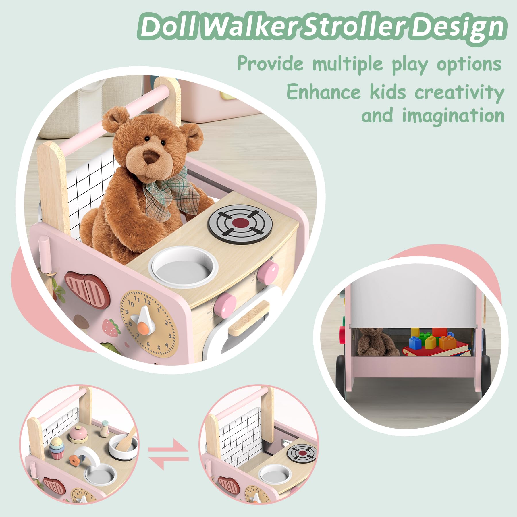 wiqins wooden baby walker shape sorter and bead game for hand-eye coordination