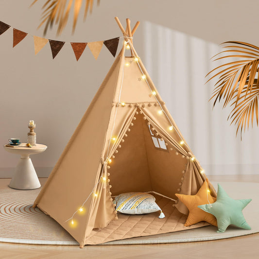Wirhao tepee tent for kids with mat, cozy space for reading and play.