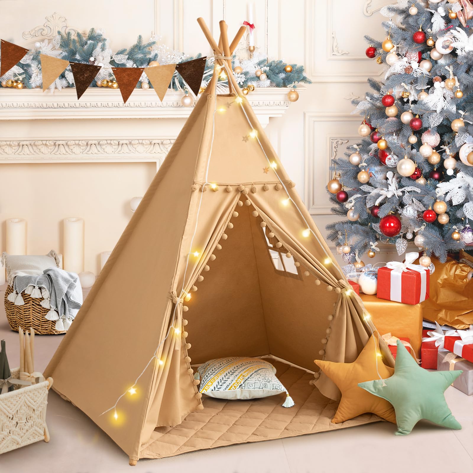Wirhao tepee tent large space fits 1-2 kids or a small pet.