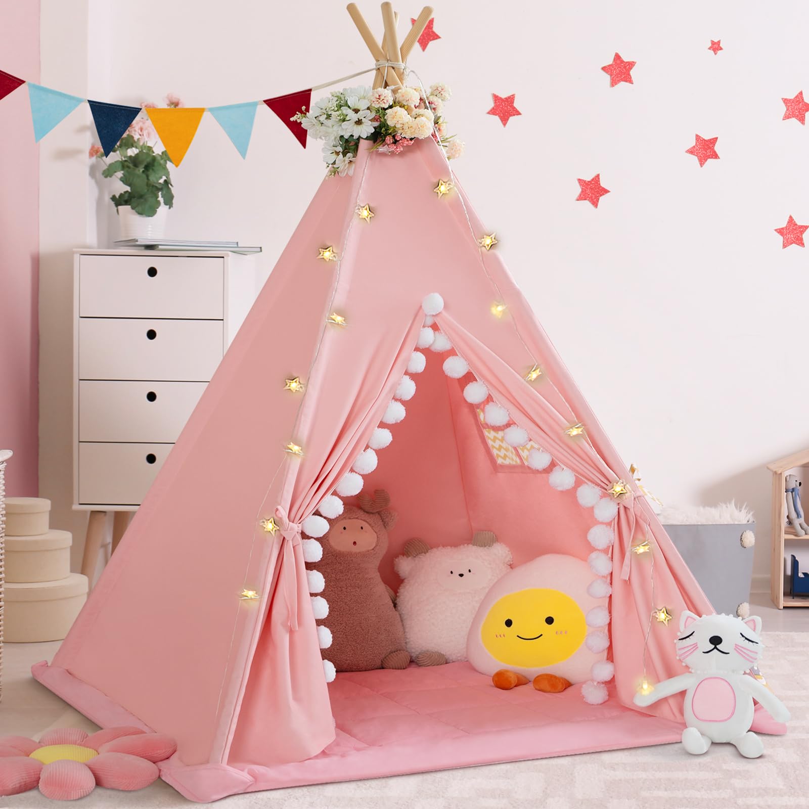 Wirhao teepee tent large space fits 1–2 kids comfortably