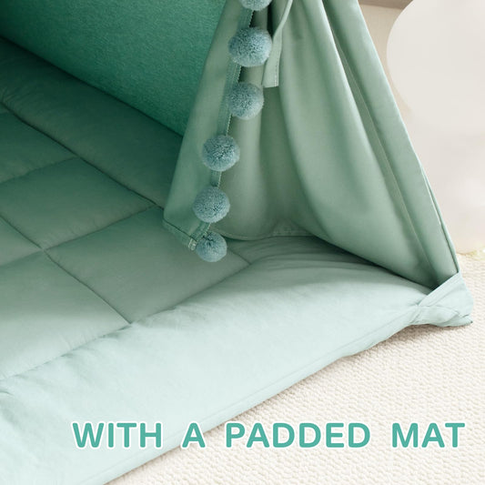 Wirhao padded mat inside the teepee cushions playtime with extra safety and comfort.