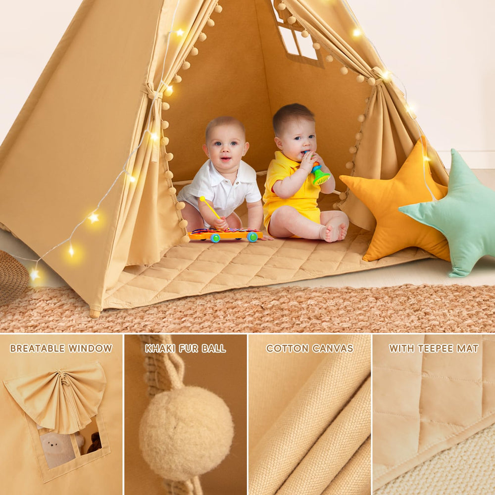 Wirhao tepee tent padded mat provides non-slip comfort during naps.