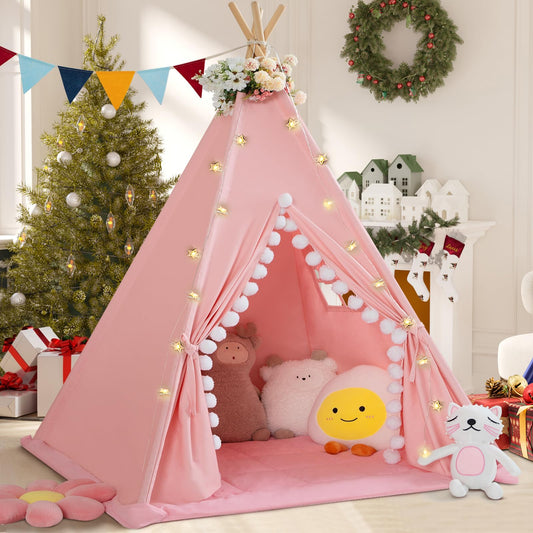 Wirhao teepee tent with padded mat creates a cozy play space for kids