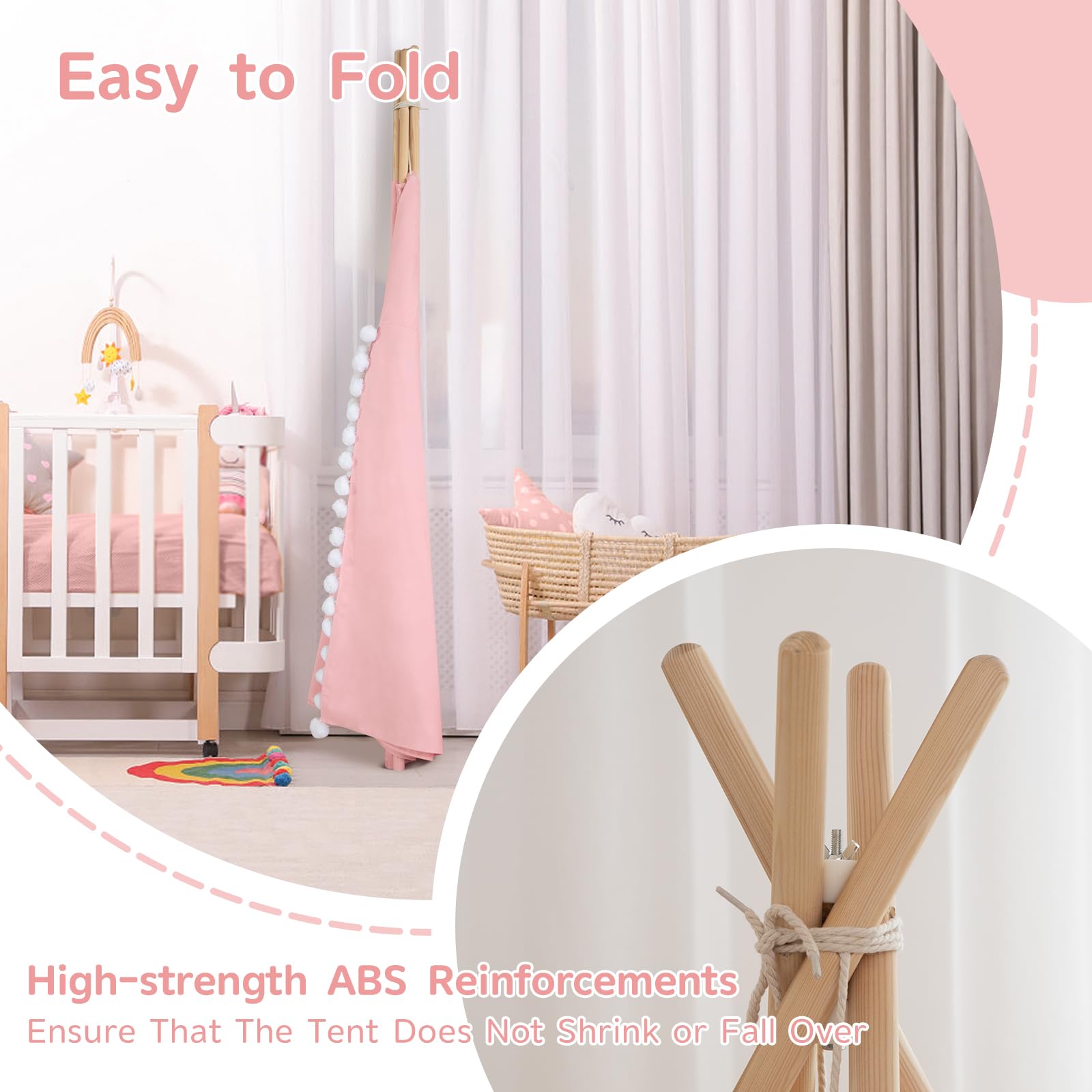 Wirhao teepee tent quick setup helps you assemble fast