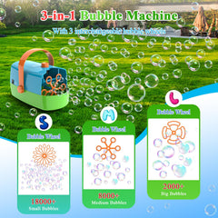 Wisdomlit Bubble Machine with 3-in-1 wands delivering varied bubble sizes