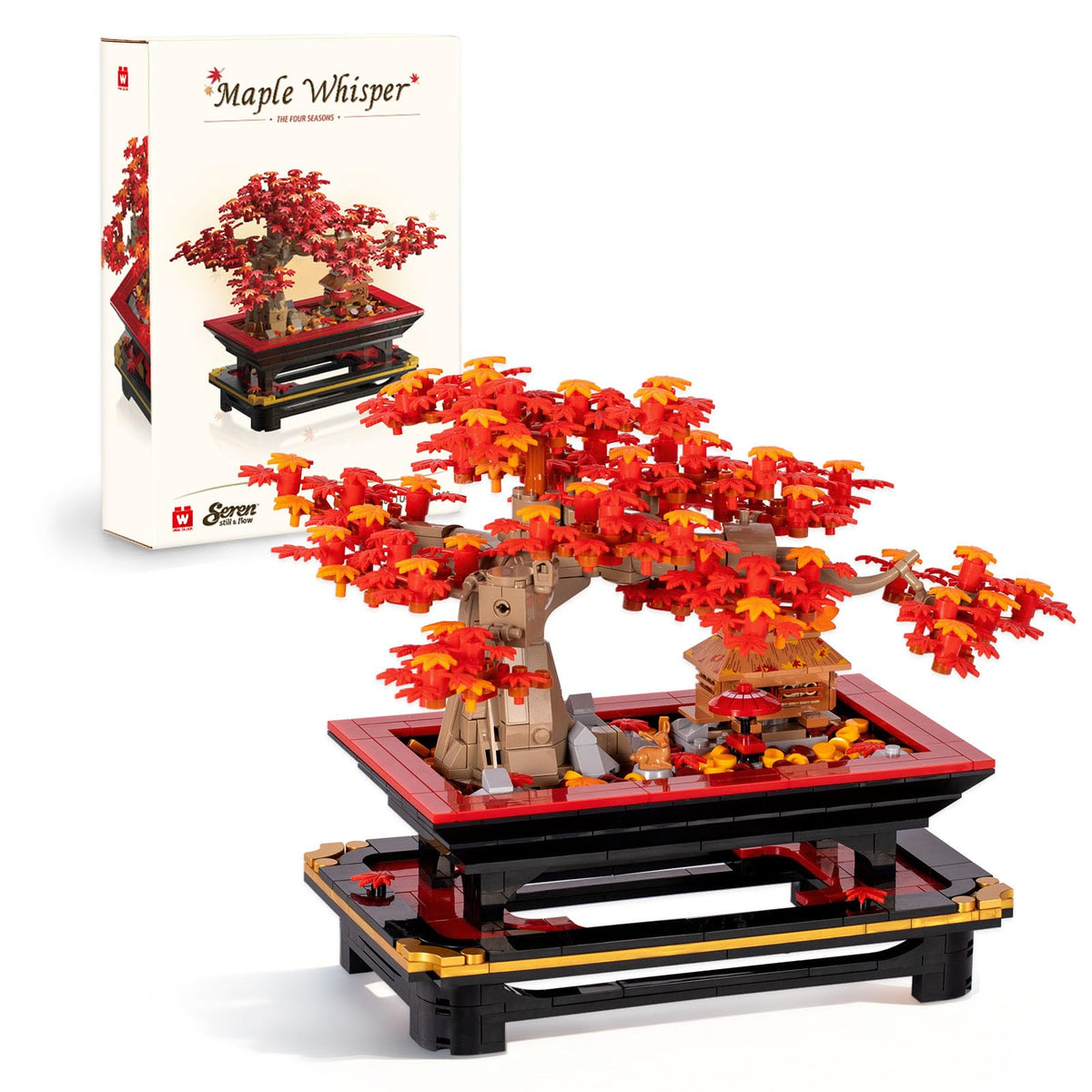 WISE BLOCK Japanese Red Maple Bonsai Kit cover showcases tranquil home display possibilities.