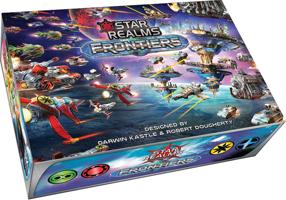 Wise Wizard Games Star Realms Frontiers boxed set cover, ideal for epic two-player battles.