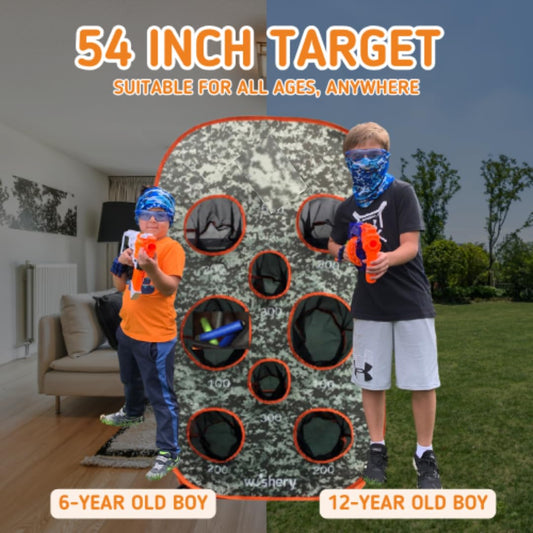 Wishery target net with darts storage for easy cleanup.