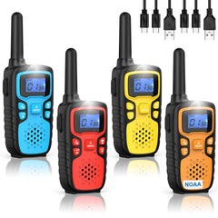 Wishouse four-pack walkie talkies in bright colors for kids' outdoor play.