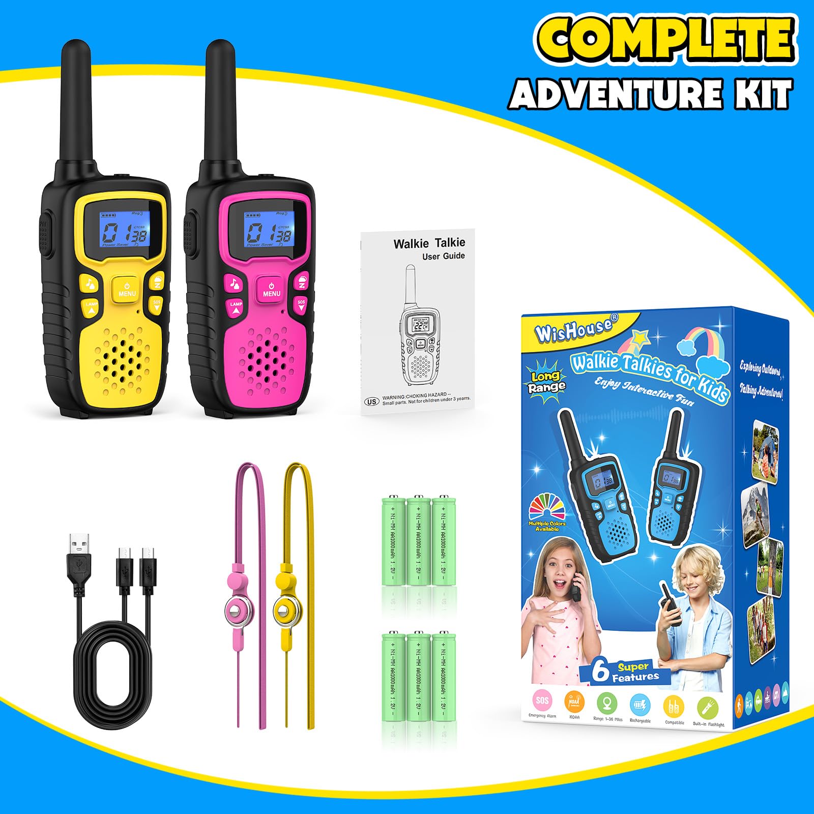 Wishouse walkie talkies include detachable lanyard for safe carrying.