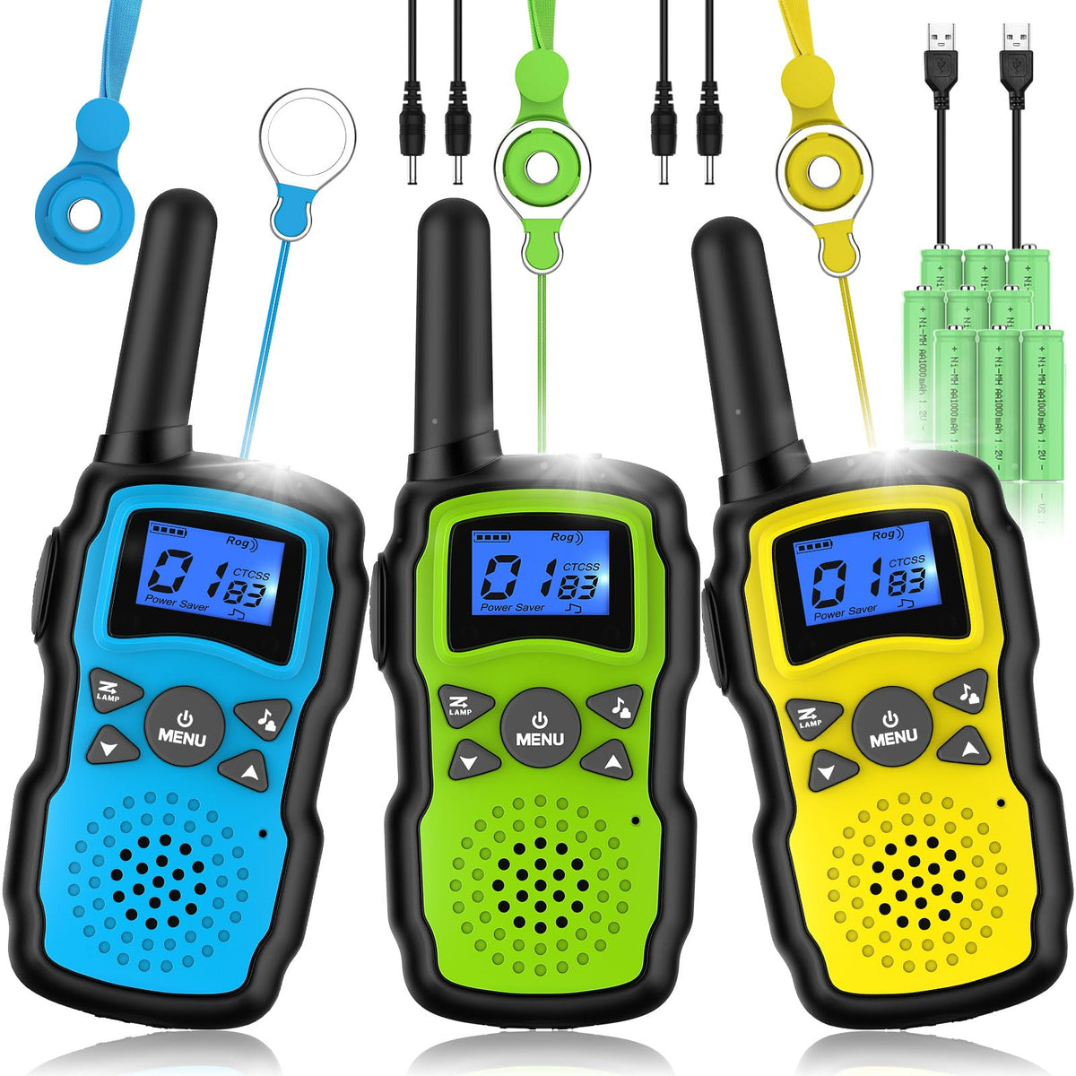 Wishouse walkie talkies rechargeables for kids, compact trio ready for adventures.