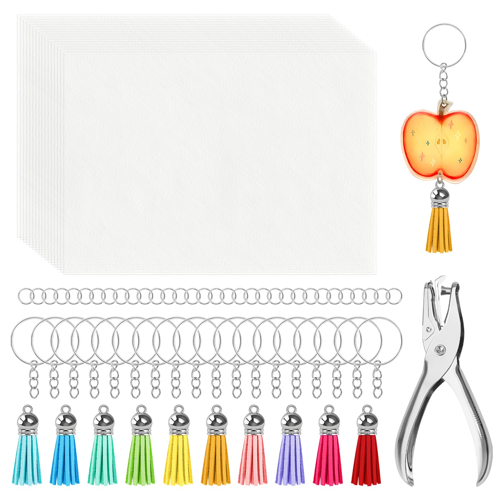 WISYOK Shrinky Film Kit contents displayed for DIY projects.