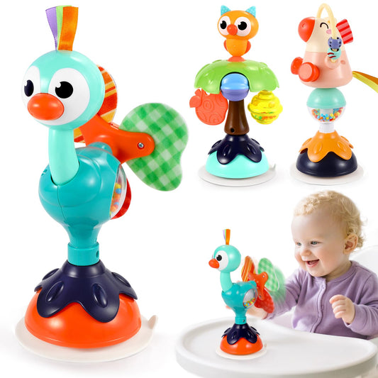 WITALENT horse suction toy on high chair aids focus during feeding sessions.